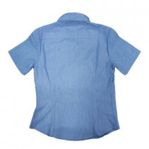 Camisa Social Tricoline Mc Fem Azul